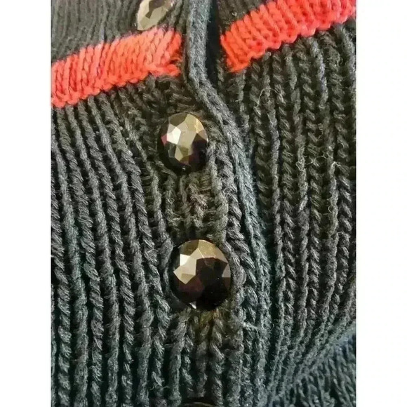 Vintage 1988 Lisa Nichols Sweater Size L Floral Button Back Chunky Knit Black - Picture 11 of 11